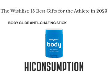 Thumbnail with title "The Wishlist: 15 Best Gifts for the Ahtlete in 2023" followed by "Body Glide Anti-Chafing Stick" and a picture of Body Glide Body Balm. The bottom of the thumbnail is the Hiconsumption logo